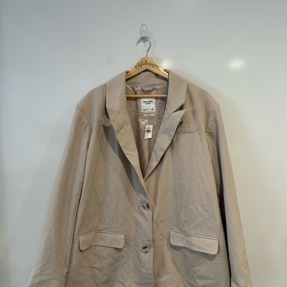 NWT Abercrombie & Fitch Boyfriend Oversized Blazer Tan - Picture 6 of 7